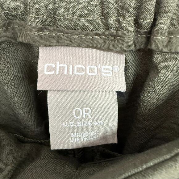 Chicos Casual Soft Utility Ankle Pants Women 4 Olive Green Belted Elastic Waist - Picture 7 of 9